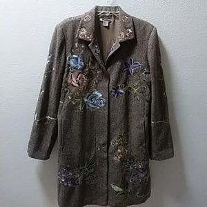 NYCARD COLLECTION embroidered wool Coat size 14